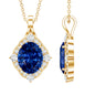 Lab Grown Blue Sapphire and Diamond Vintage Necklace