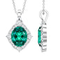 Certified 3 Carat Oval Lab Emerald and Diamond Vintage Necklace