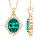 Certified 3 Carat Oval Lab Emerald and Diamond Vintage Necklace