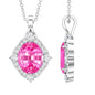 4 Carat Oval Lab Created Pink Sapphire Vintage Pendant with Diamonds