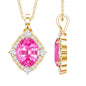 4 Carat Oval Lab Created Pink Sapphire Vintage Pendant with Diamonds