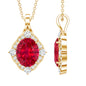 4 Carat Lab Grown Ruby Vintage Inspired Necklace with Diamond Halo