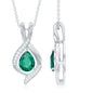 1 Carat Pear Cut Lab Created Emerald Teardrop Pendant with Diamond