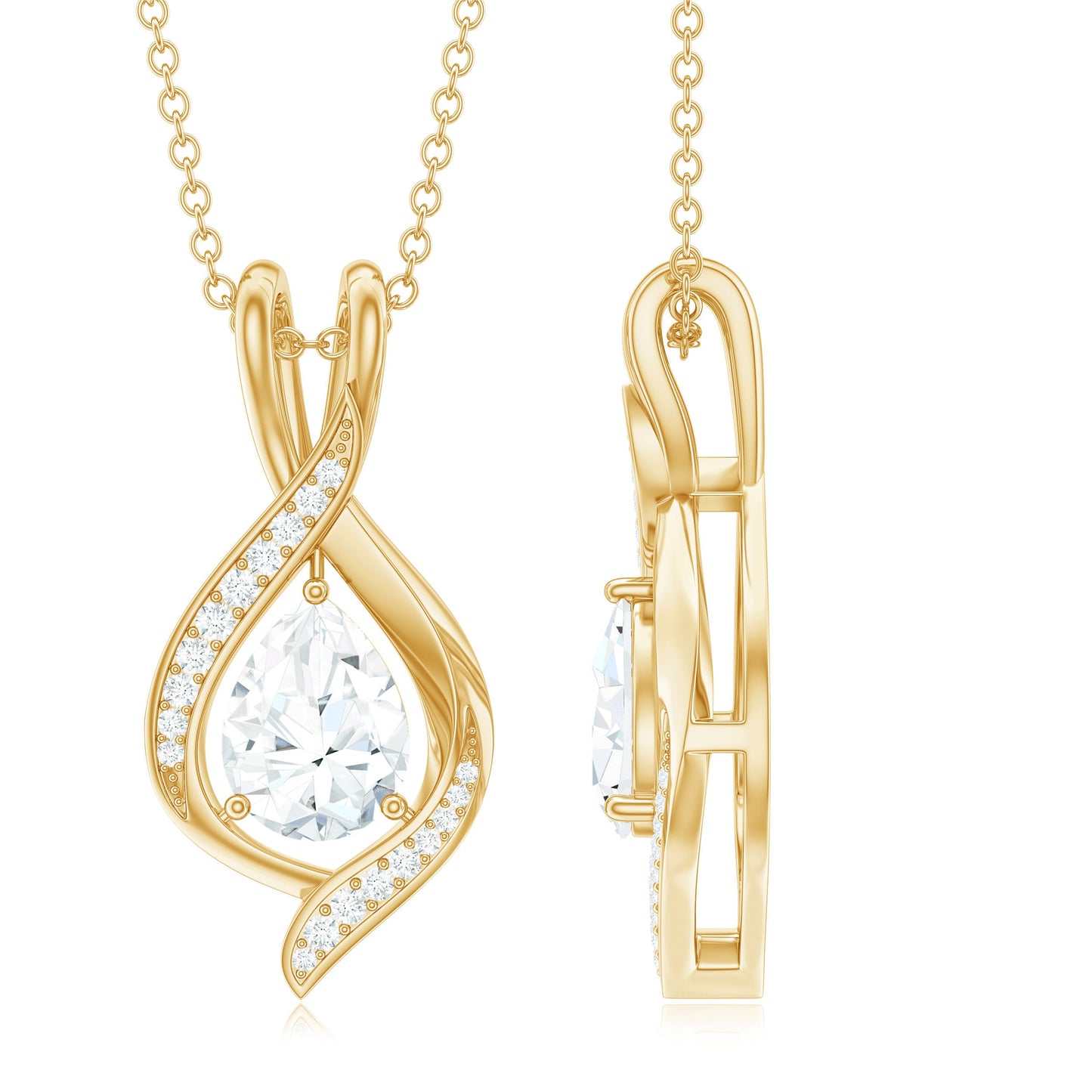 1.3 CT Certified Moissanite Teardrop Necklace for Women