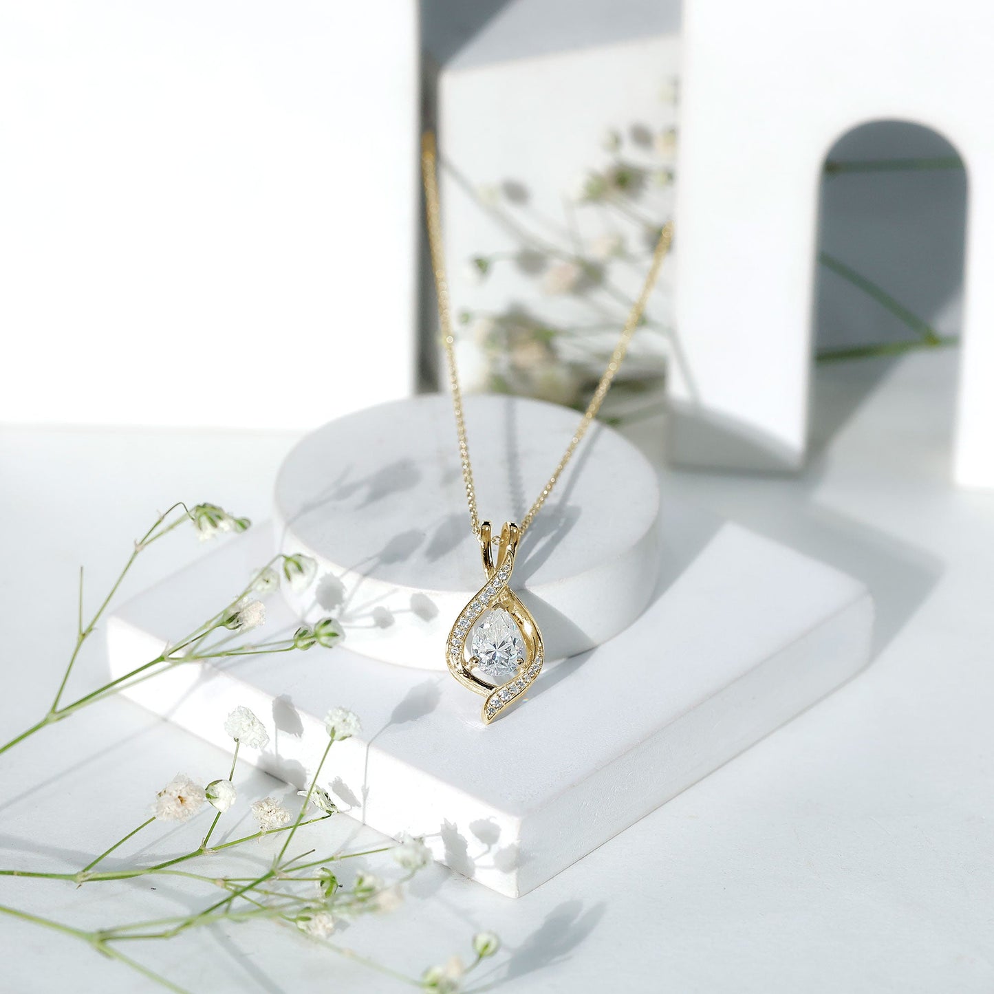 1.3 CT Certified Moissanite Teardrop Necklace for Women