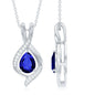Certified Lab Created Blue Sapphire Teardrop Necklace with Moissanite