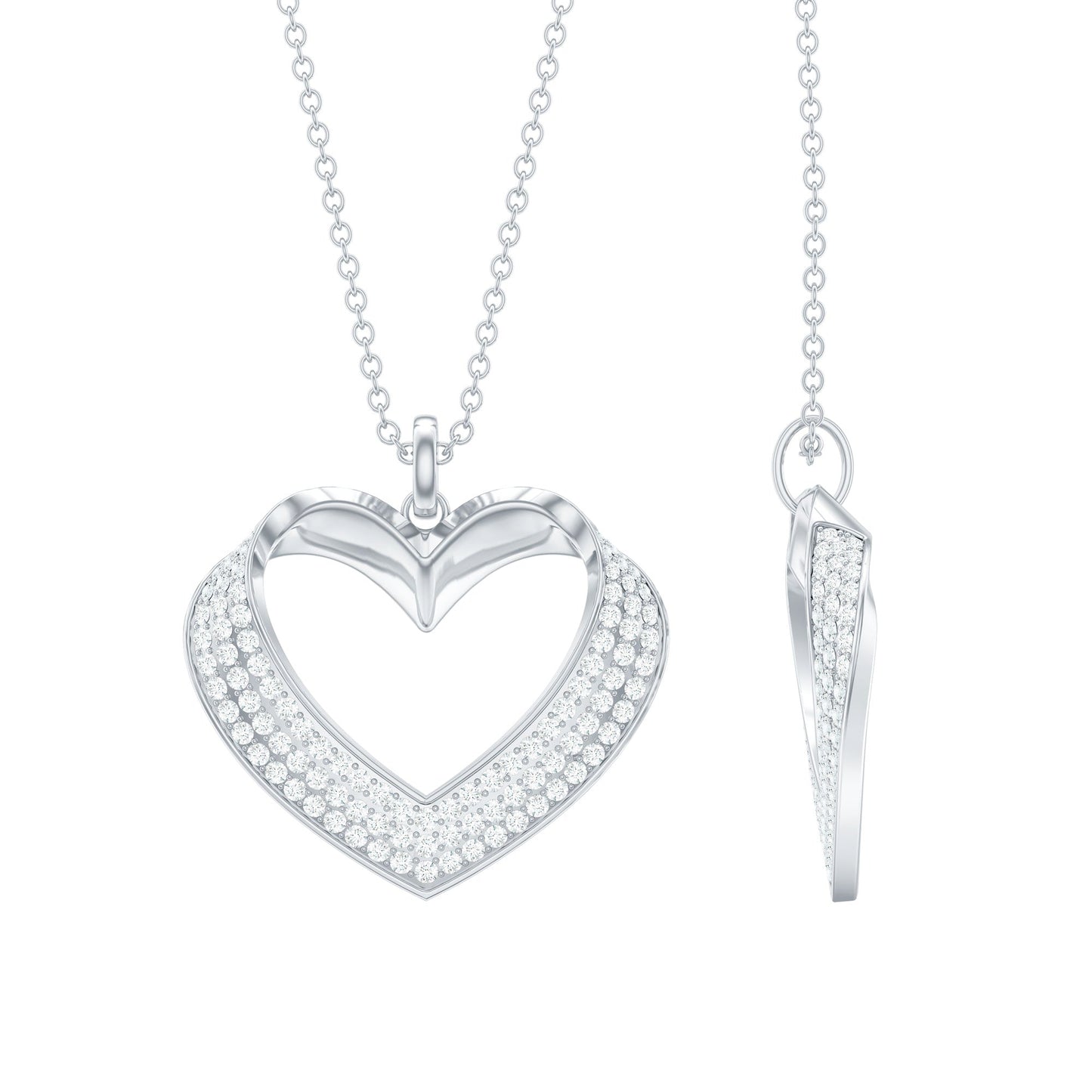 Certified Moissanite Heart Bridal Necklace With Chain