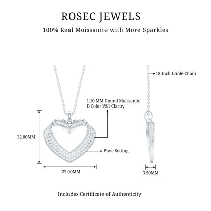 Certified Moissanite Heart Bridal Necklace With Chain