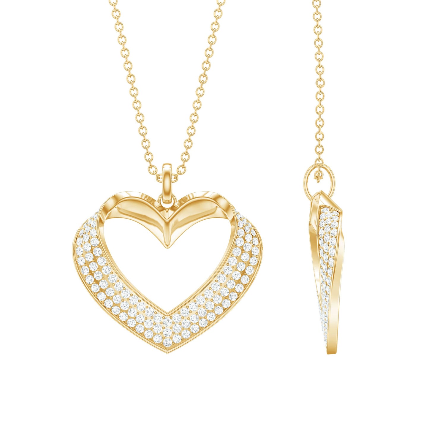 Certified Moissanite Heart Bridal Necklace With Chain
