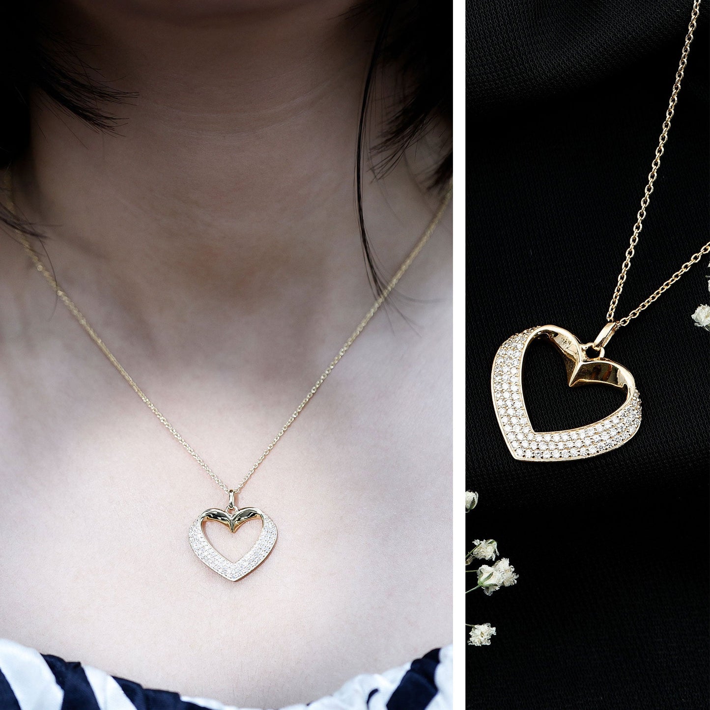 Certified Moissanite Heart Bridal Necklace With Chain