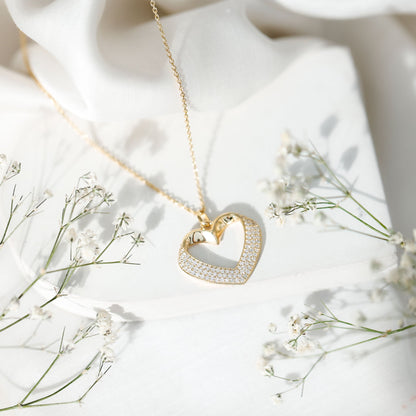 Certified Moissanite Heart Bridal Necklace With Chain