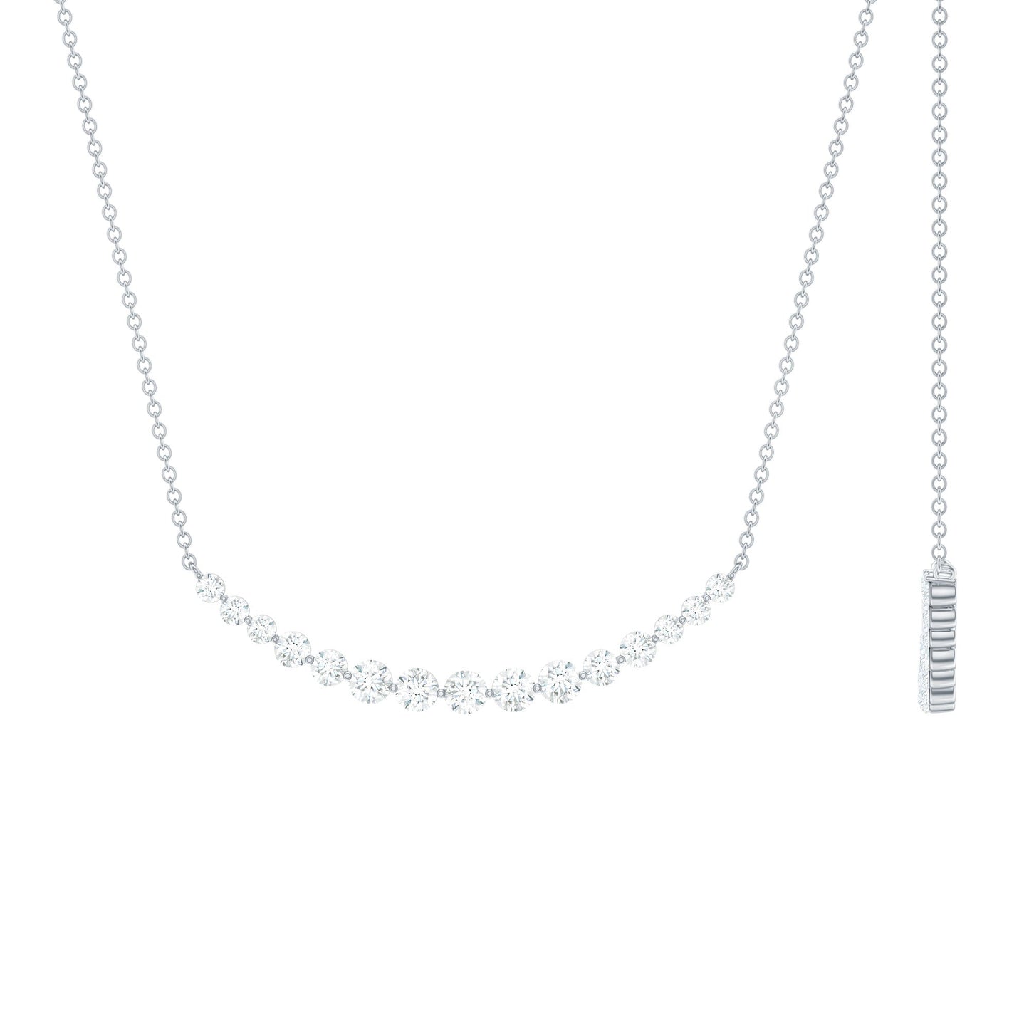 Moissanite Curved Bar Necklace for Women