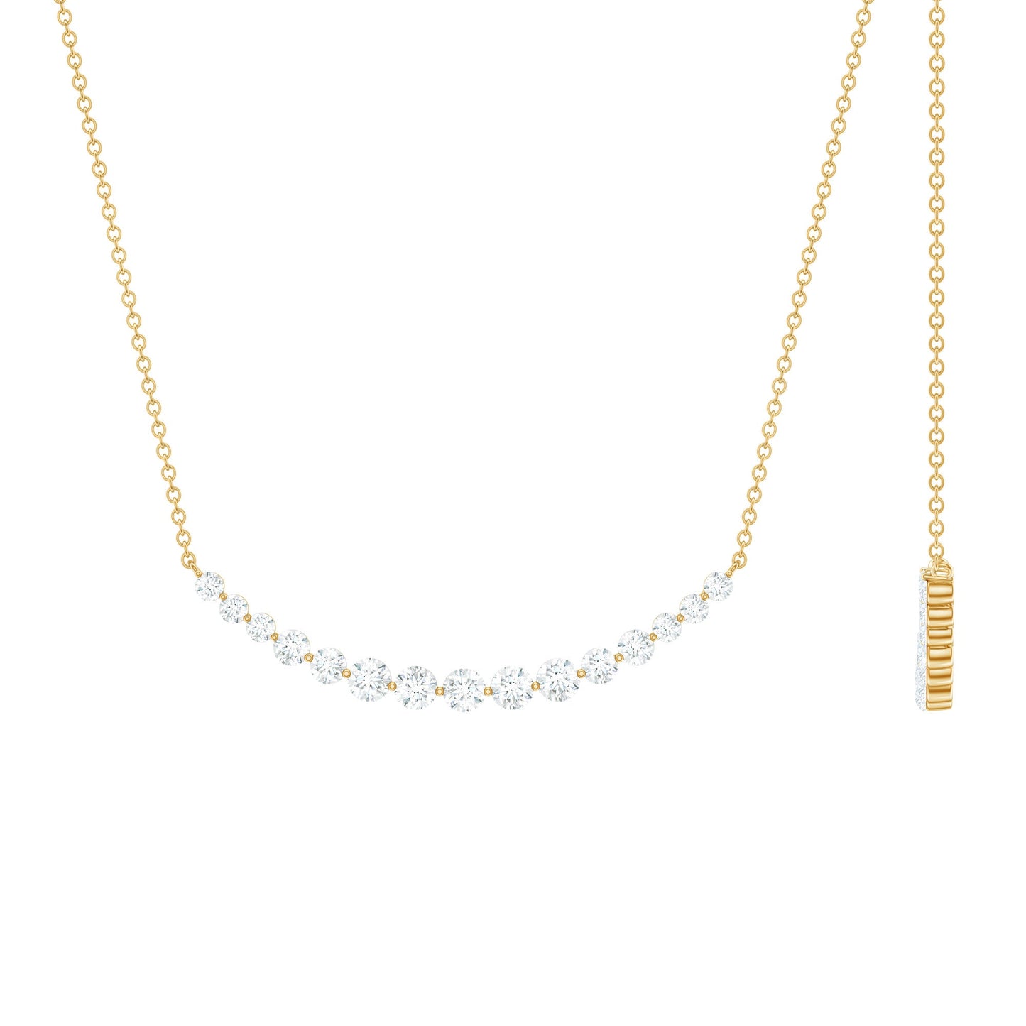 Moissanite Curved Bar Necklace for Women