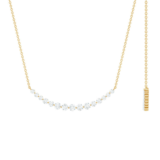 Moissanite Curved Bar Necklace for Women