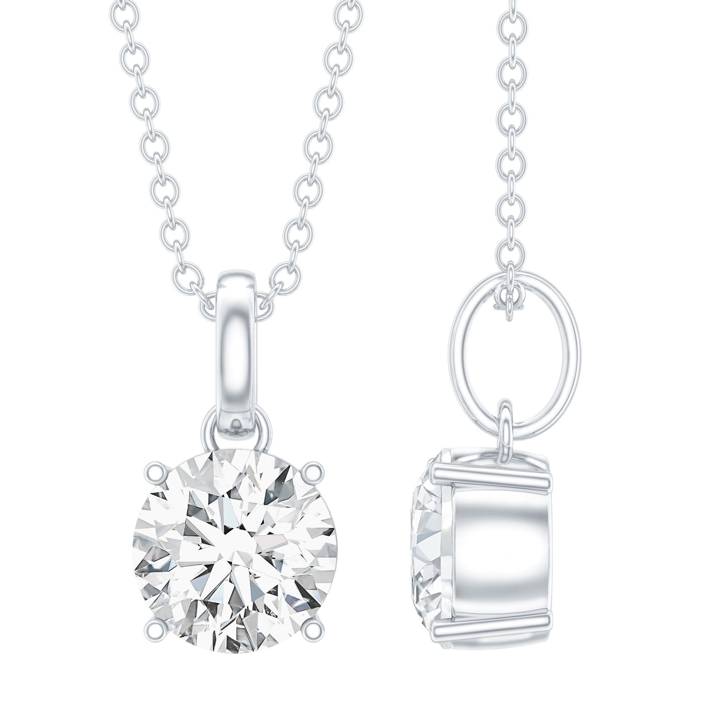 1.36 Carat Round Moissanite Solitaire Pendant Necklace in Prong Setting