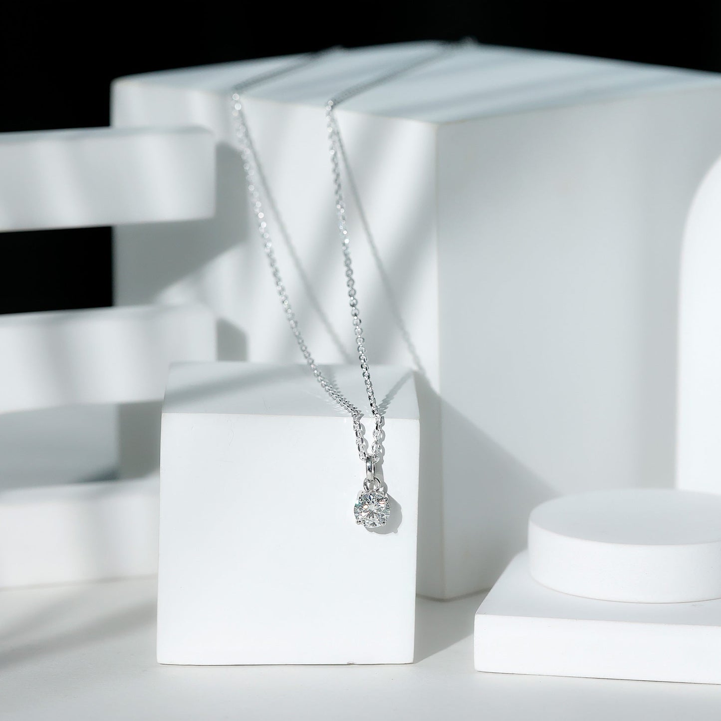 1.36 Carat Round Moissanite Solitaire Pendant Necklace in Prong Setting