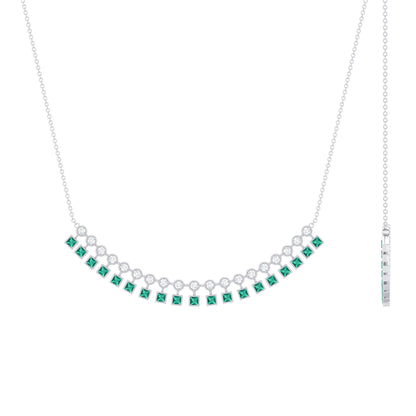 Certified Lab Grown Emerald Curved Bar Necklace