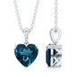 2 Carat Certified London Blue Topaz Heart Necklace with Diamond