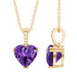 Certified Solitaire Amethyst Heart Necklace with Diamond
