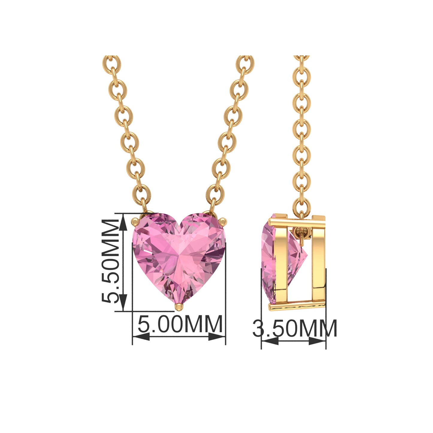 0.9 Carat Heart Shape Pink Tourmaline Pendant Necklace