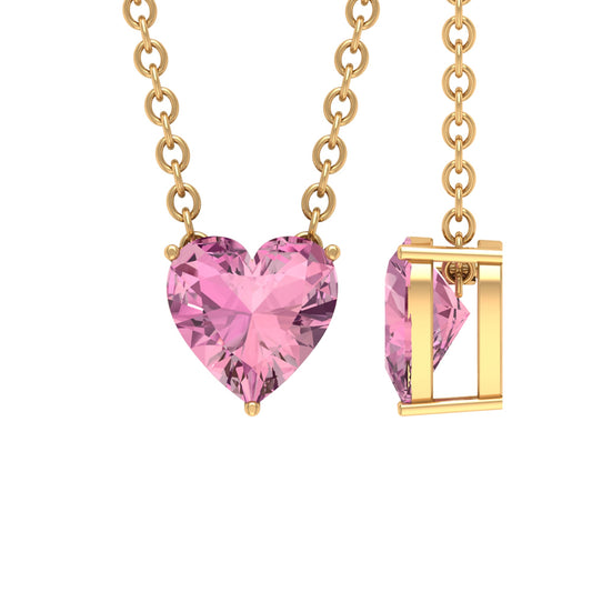 0.9 Carat Heart Shape Pink Tourmaline Pendant Necklace