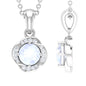 Moonstone and Diamond Flower Pendant Necklace