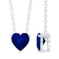 Heart Shape Blue Sapphire Solitaire Necklace for Women