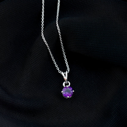 0.45 CT Round Amethyst Solitaire Pendant with Rabbit Ear Bail
