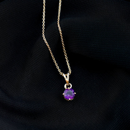 0.45 CT Round Amethyst Solitaire Pendant with Rabbit Ear Bail