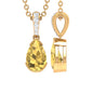Natural 0.6 Carat Citrine Teardrop Pendant Necklace with Diamond