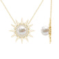 Natural Freshwater Pearl and Diamond Sunburst Pendant Necklace