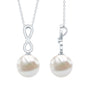 8 Carat Round Freshwater Pearl Drop Infinity Pendant with Diamond