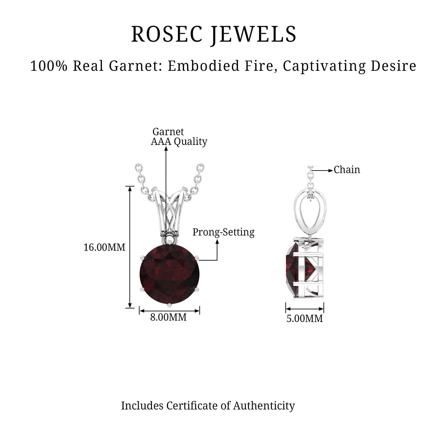 2.3 Carat Garnet Solitaire Pendant with Decorative Bail