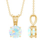 Real Ethiopian Opal Solitaire Pendant Necklace with Chain