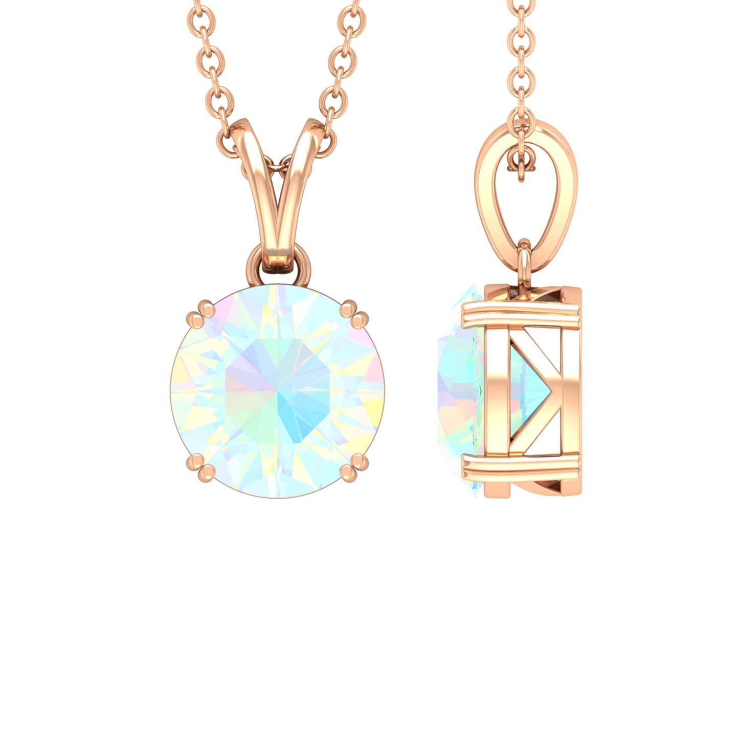 Genuine Ethiopian Opal Solitaire Necklace With Chain