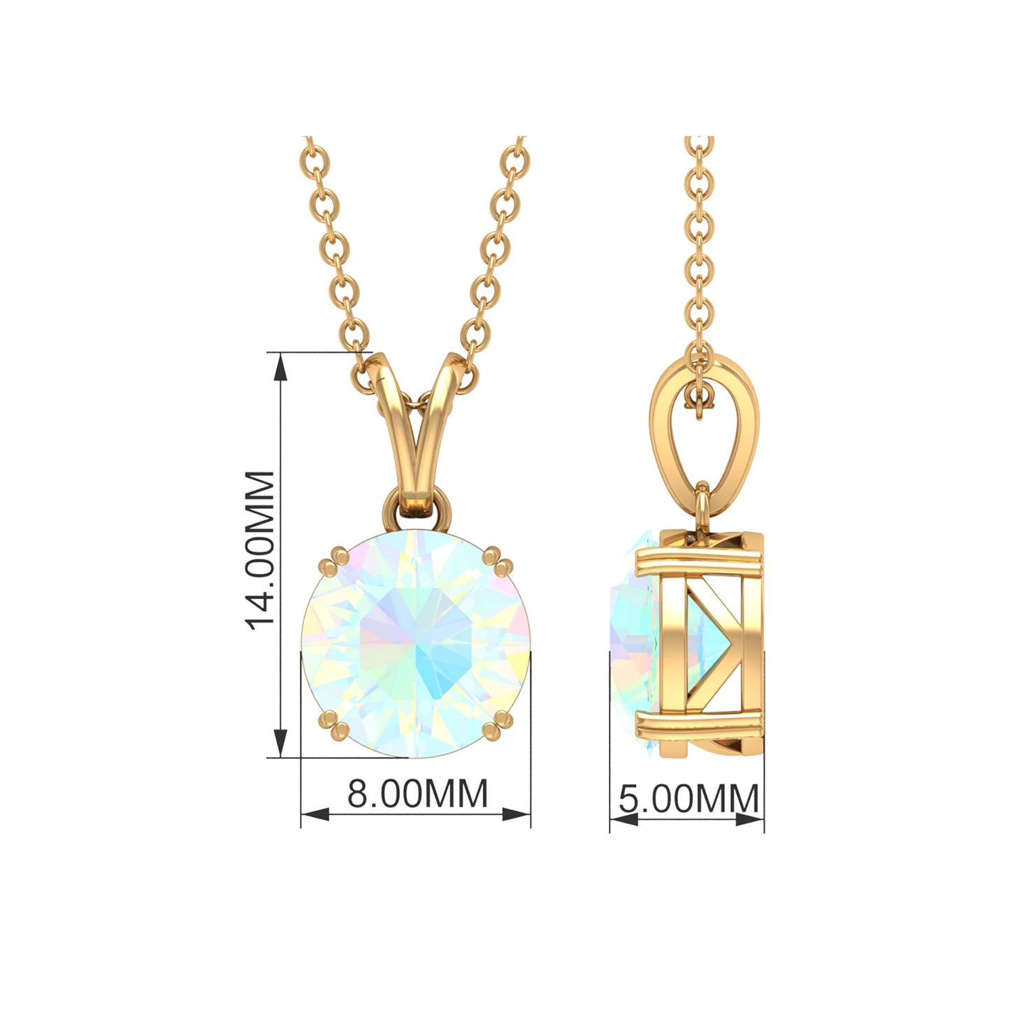 Genuine Ethiopian Opal Solitaire Necklace With Chain