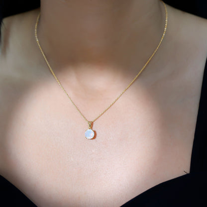 Genuine Ethiopian Opal Solitaire Necklace With Chain