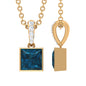1 Carat Princess Cut London Blue Topaz Pendant with Diamond