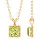 Genuine Princess Cut Peridot Pendant Necklace With Silver Chain