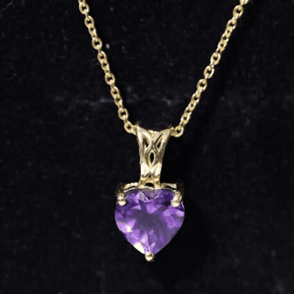 2 Carat Heart Shape Amethyst Pendant Necklace With Chain