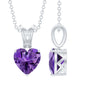 2 Carat Heart Shape Amethyst Pendant Necklace With Chain