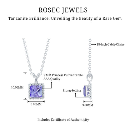 Genuine 0.7 Carat Tanzanite Solitaire Necklace With Silver Chain