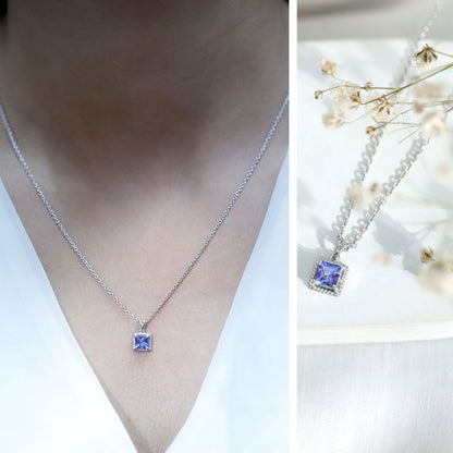 Genuine 0.7 Carat Tanzanite Solitaire Necklace With Silver Chain