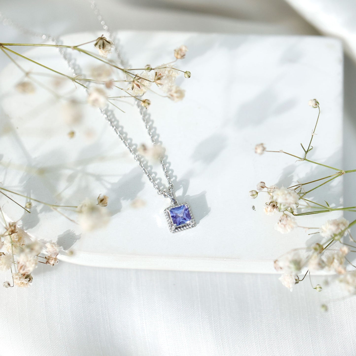 Genuine 0.7 Carat Tanzanite Solitaire Necklace With Silver Chain
