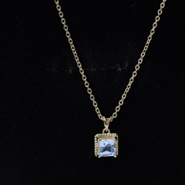 Sterling Silver Half Carat Princess Cut Sky Blue Topaz Pendant Necklace with Chain
