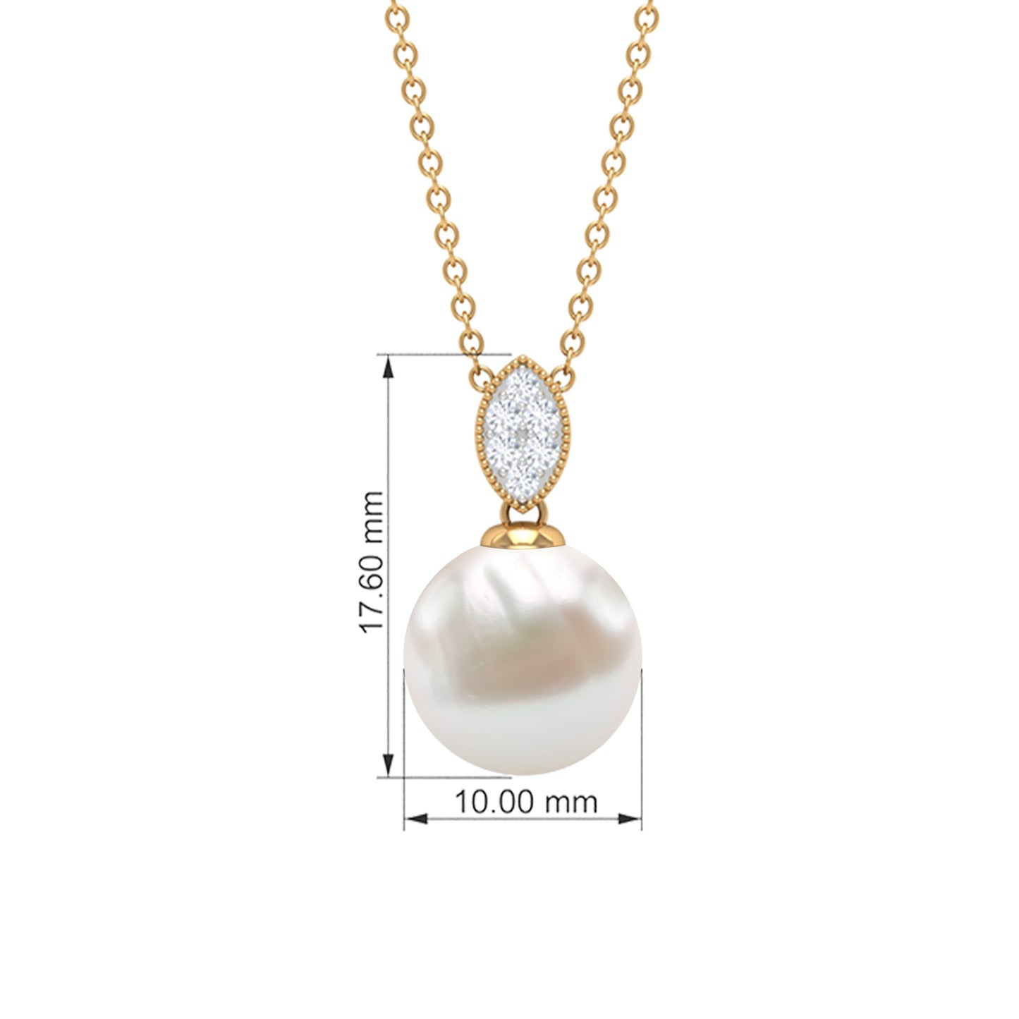 8 Carat Freshwater Pearl Drop Pendant with Diamond