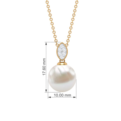 8 Carat Freshwater Pearl Drop Pendant with Diamond