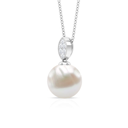 8 Carat Freshwater Pearl Drop Pendant with Diamond