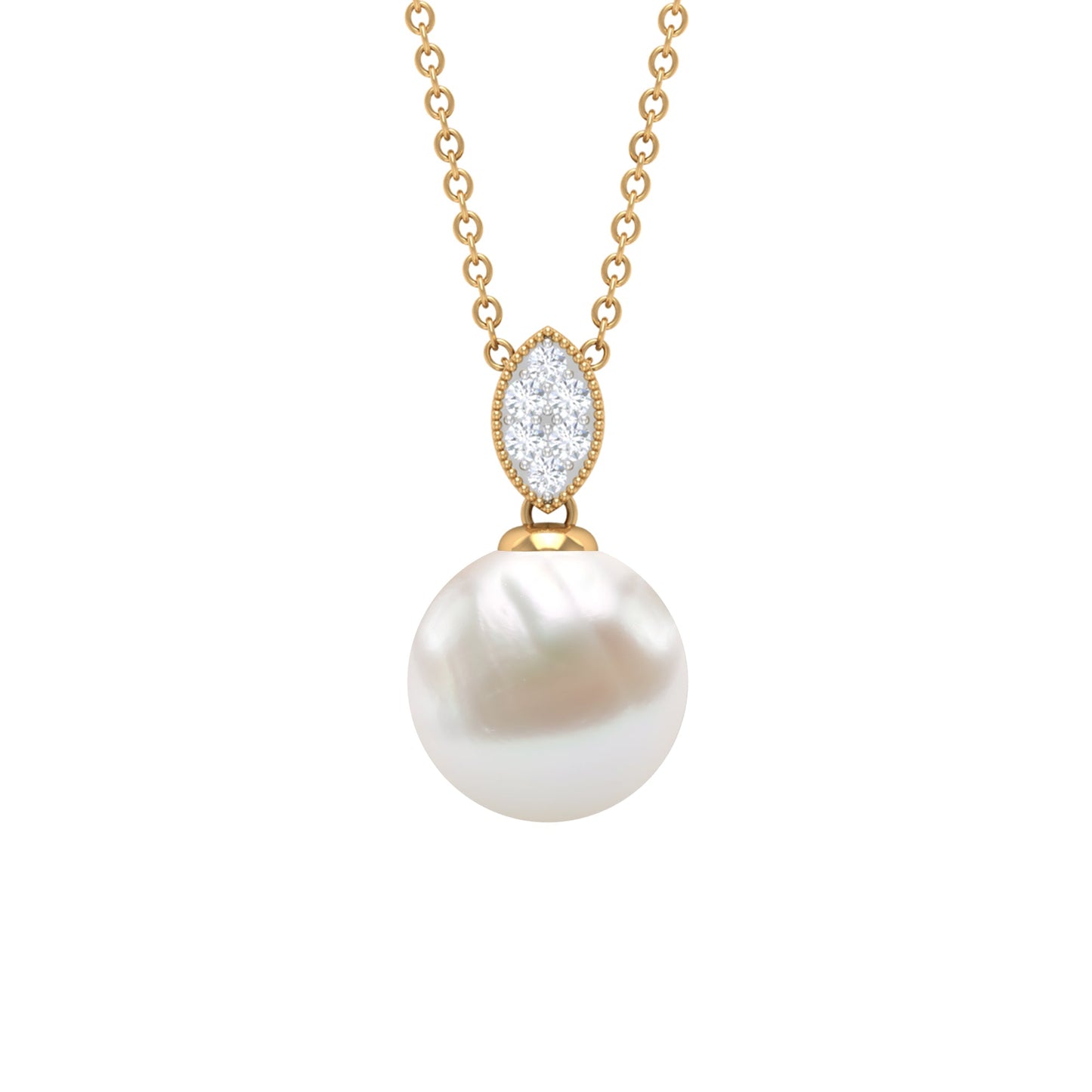 8 Carat Freshwater Pearl Drop Pendant with Diamond