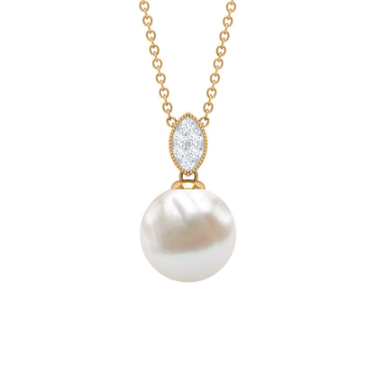 8 Carat Freshwater Pearl Drop Pendant with Diamond